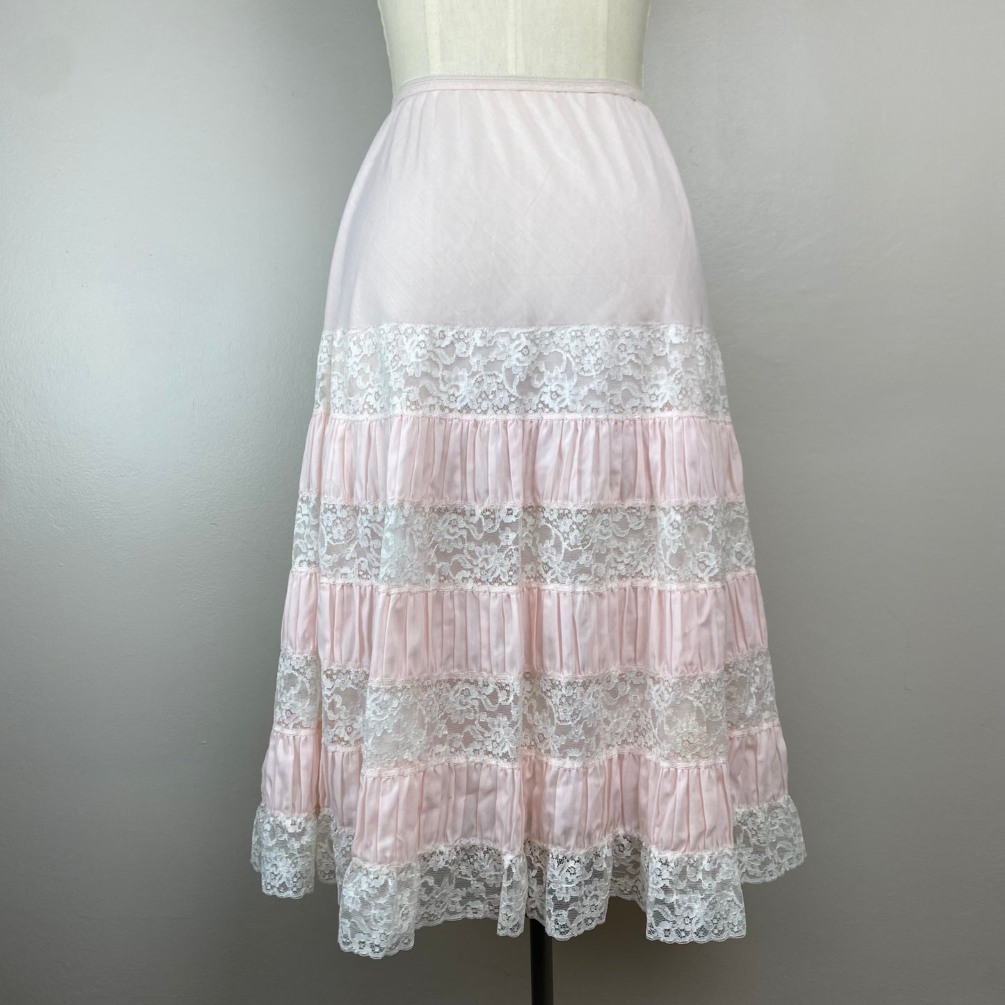 1950s Pink Cotton & Lace Half Slip, Colony Club, Size Small, Midi Length