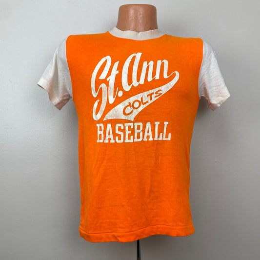 1960s/70s St Ann Colts Baseball T-Shirt, Size Small, Color-block, Distressed