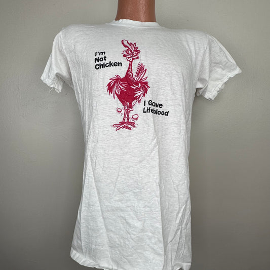 1970s I’m Not Chicken I Gave Life Blood T-Shirt, Size Medium