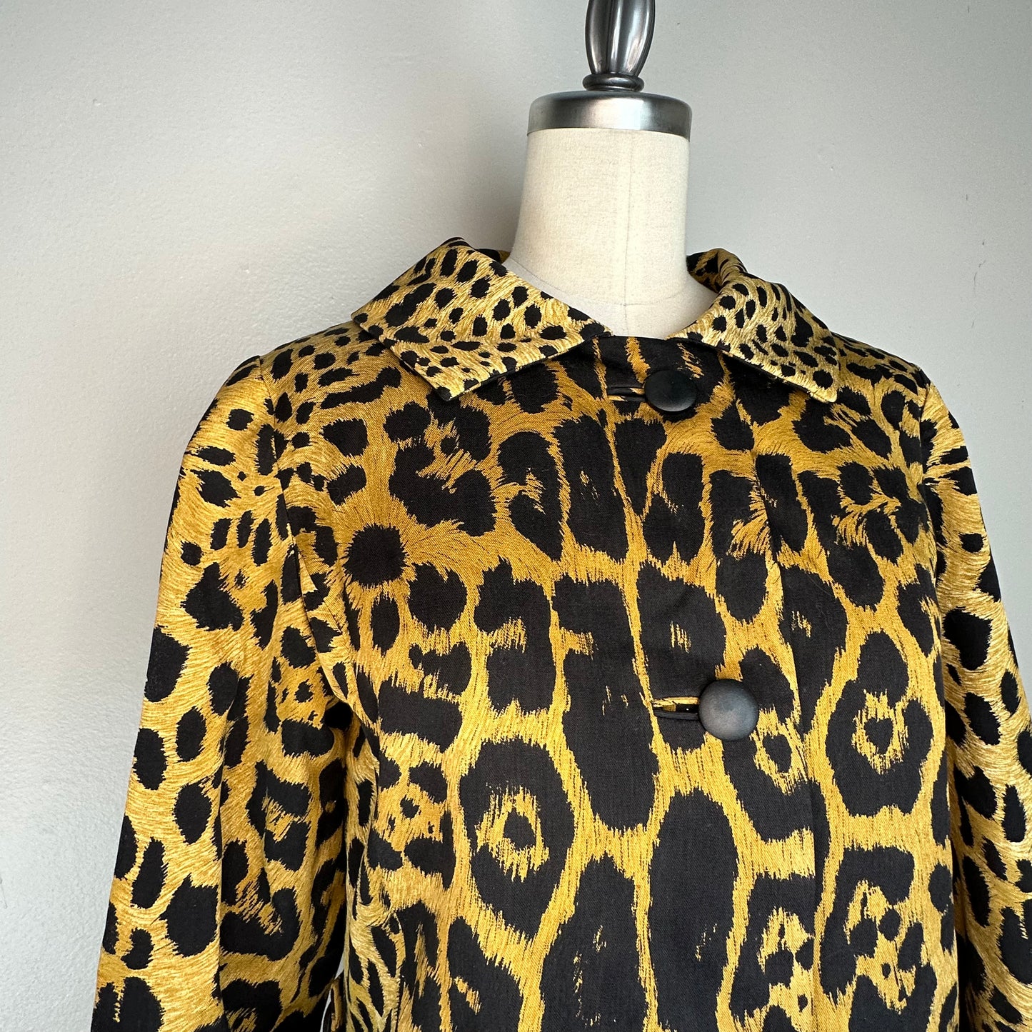 1960s Leopard Print Coat by Lawrence of London, Size Small, Neiman Marcus