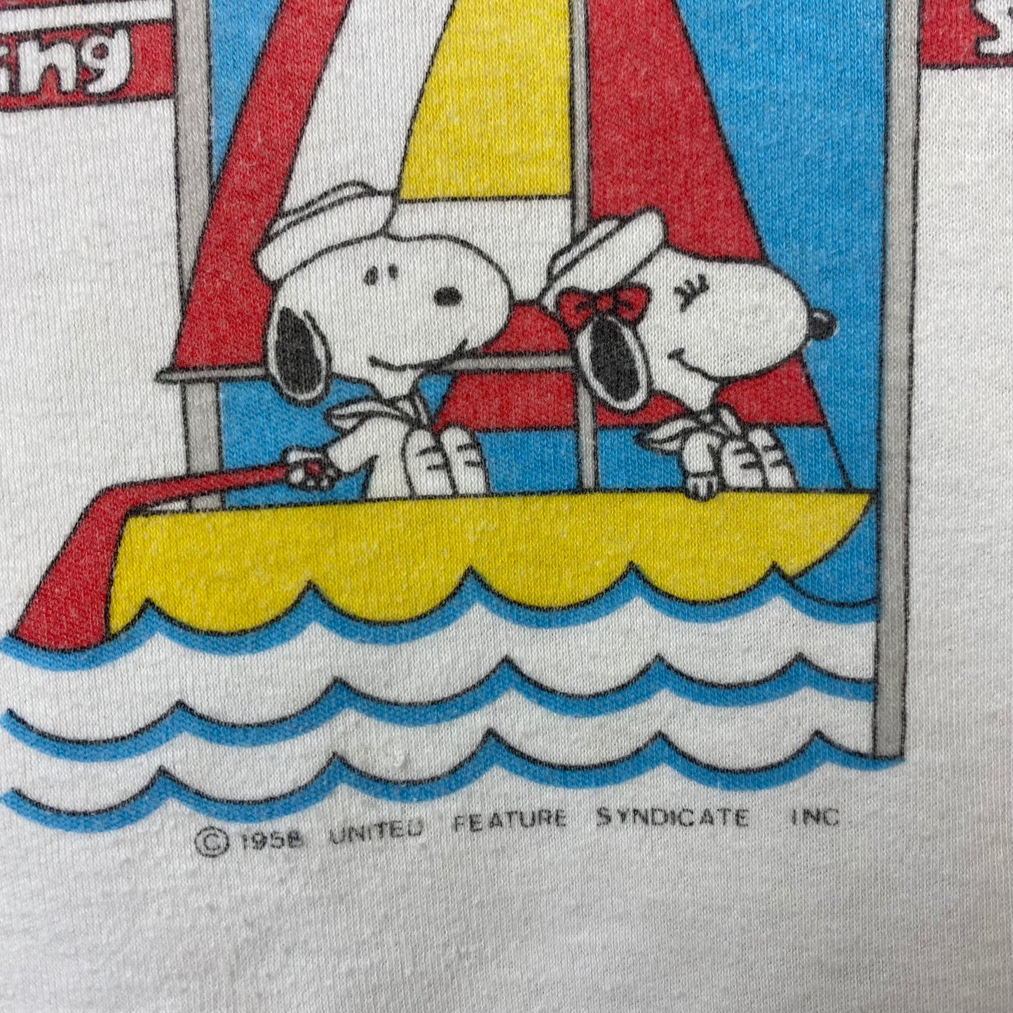 1970s/80s Snoopy and Belle Sleeveless T-Shirt, Babyfair Size 2T, Sailing, Peanuts Gang