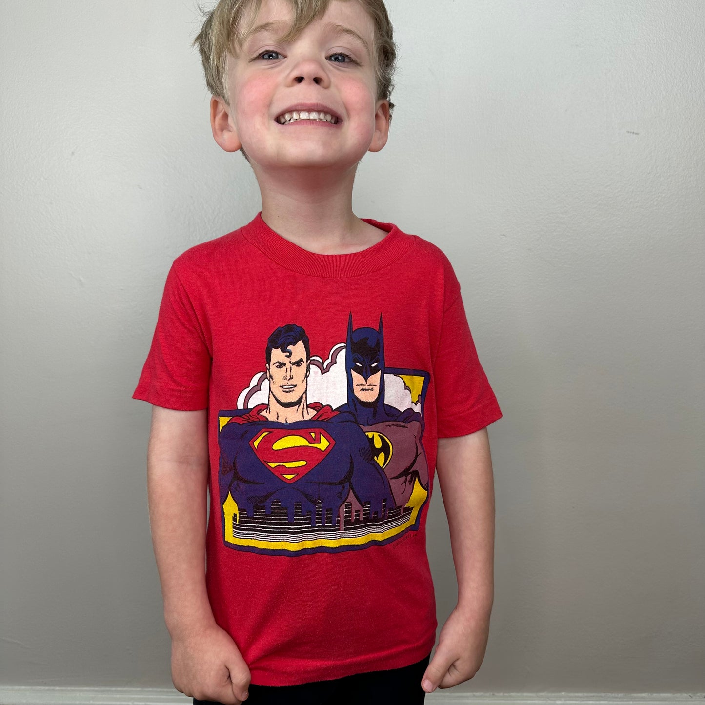 1980s Superman and Batman T-Shirt, Kids Size 5, DC Comics