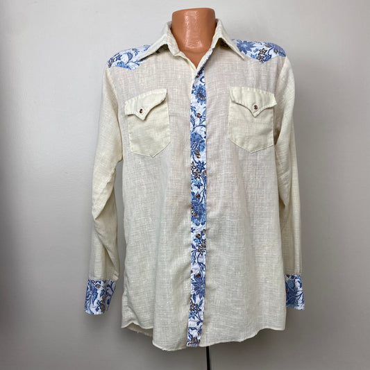 1970s Dickson Jenkins Western Shirt, Floral, Size XL