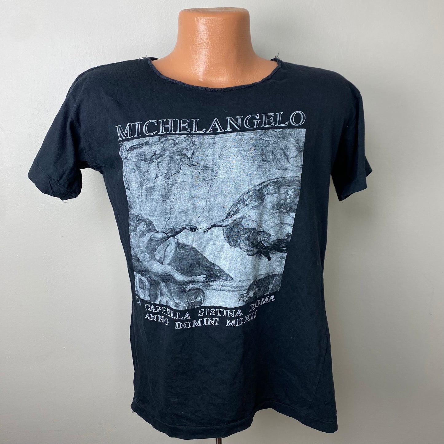 1980s/90s Michelangelo Sistine Chapel T-Shirt, Size Medium, The Creation of Adam, Distressed