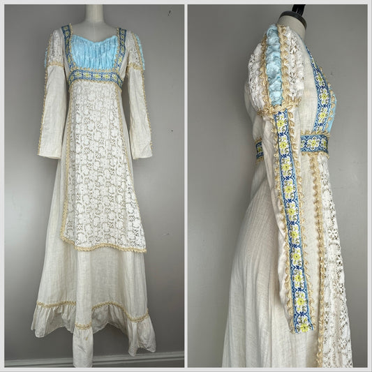 1970s Gunne Sax Dress, Black Label Renaissance Style, Size 11/Small