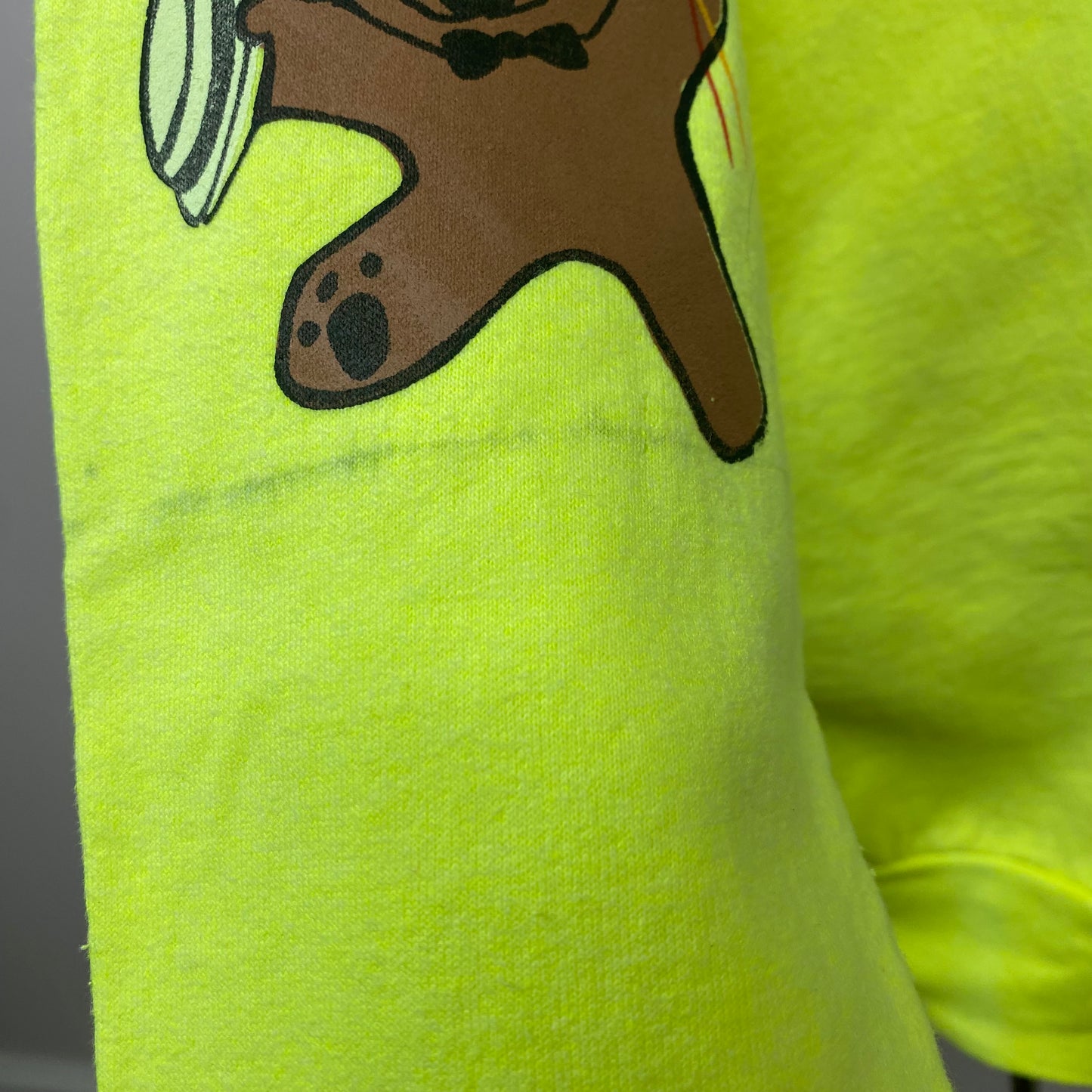 1980s/90s Neon Yellow Sweatshirt, Teddy Bears, Local Heroes Size Medium