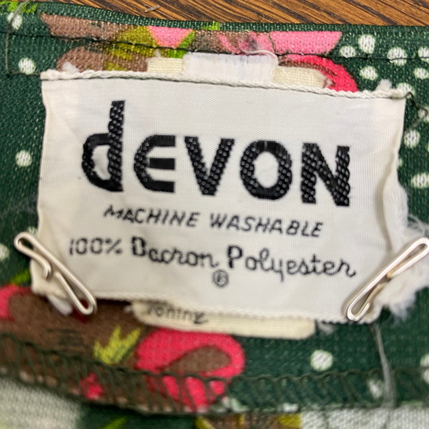 1970s Green Floral Vest, Devon, Size Small