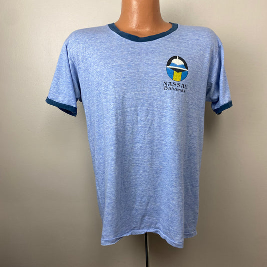 1970s Nassau Bahamas Ringer T-Shirt, Size Large