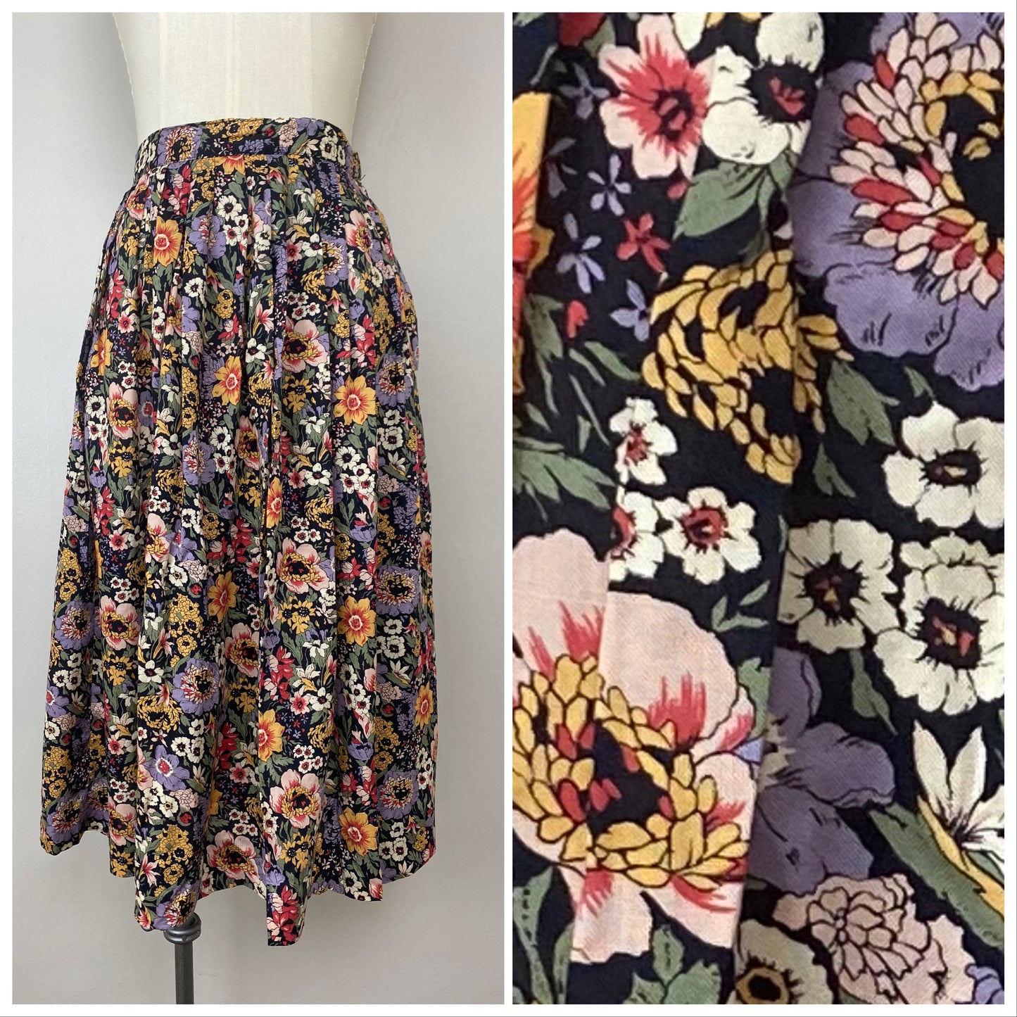 1970s/80s Floral Skirt, The Villager, Size XS, 24" Waist