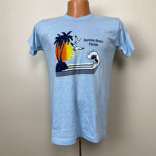1980s Daytona Beach T-Shirt, TMI Size Medium, Beach, Surf, Pastel Blue