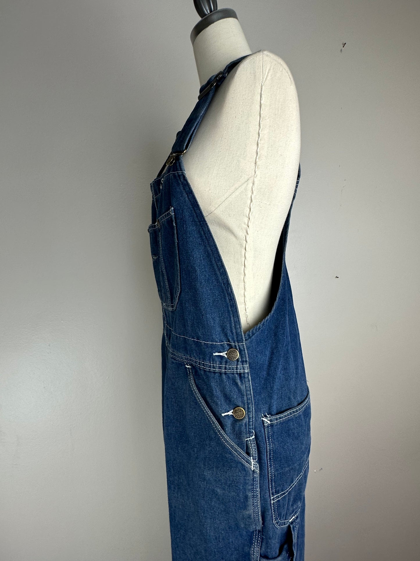 1980s Roebucks Denim Overalls, Size Medium, Distressed