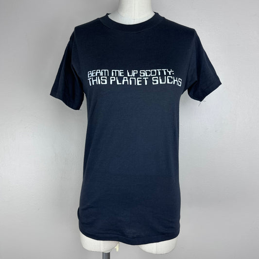 1980s Beam Me Up Scotty This Place Sucks T-Shirt, Size XS