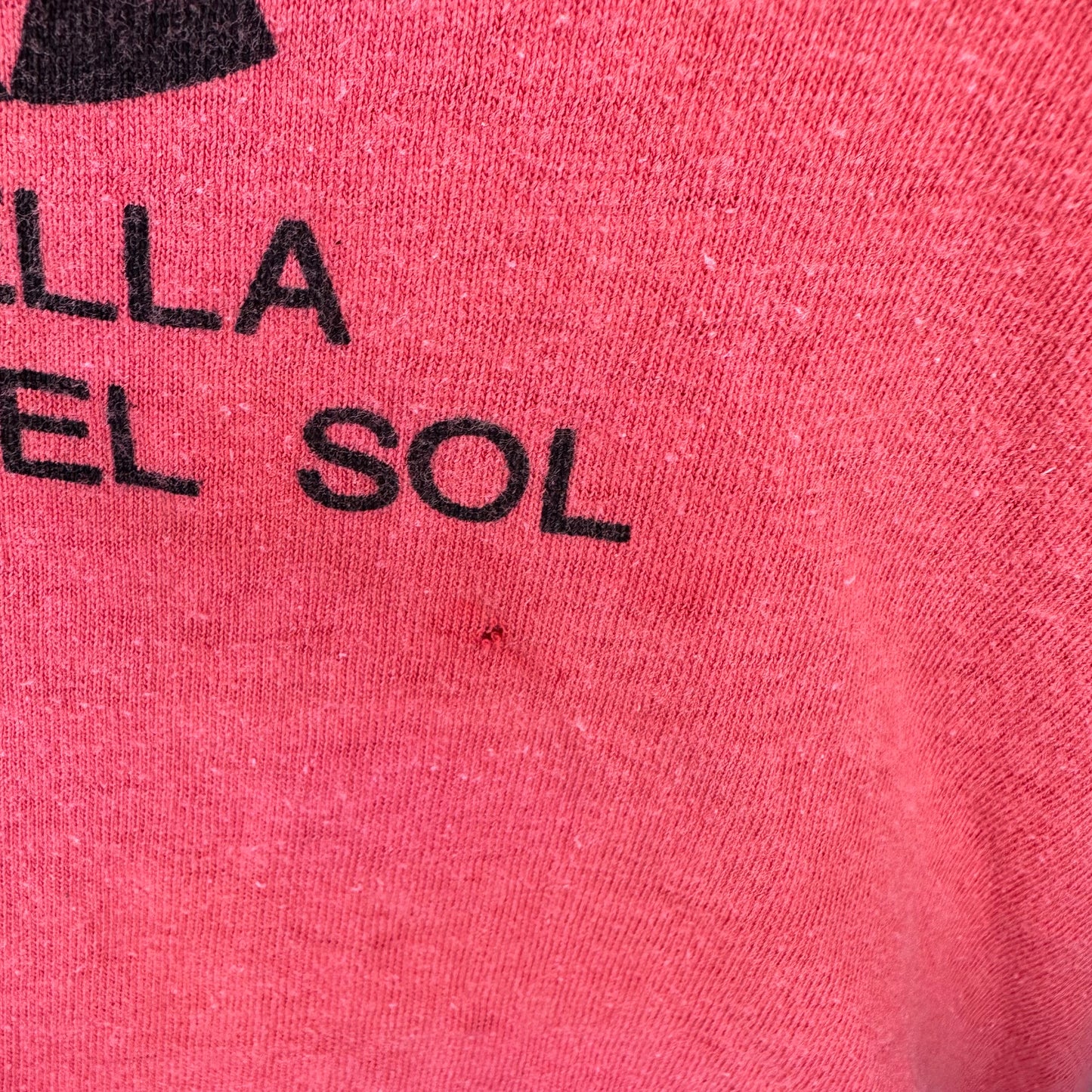 1970s Andalucia Plaza Marbella Costa del Sol Spain Souvenir T-Shirt, Size Small, Faded Red, Distressed