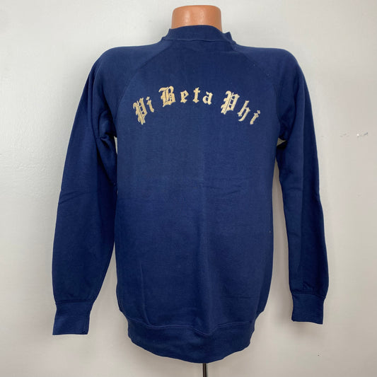 1960s Pi Beta Phi Fraternity Sweatshirt, Size Medium, Flocked, Underarm Gussets