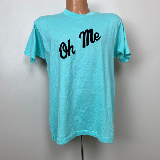 1980s “Oh Me” T-Shirt, Screen Stars Size Medium, Pastel Green