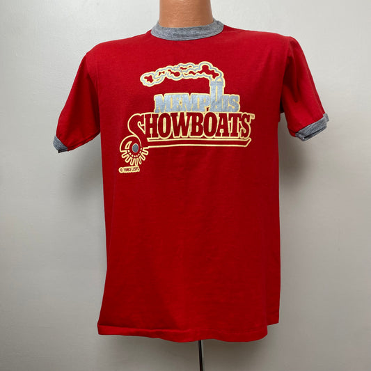 1980s Memphis Showboats T-Shirt, Sportswear Ringer Tee Size Medium