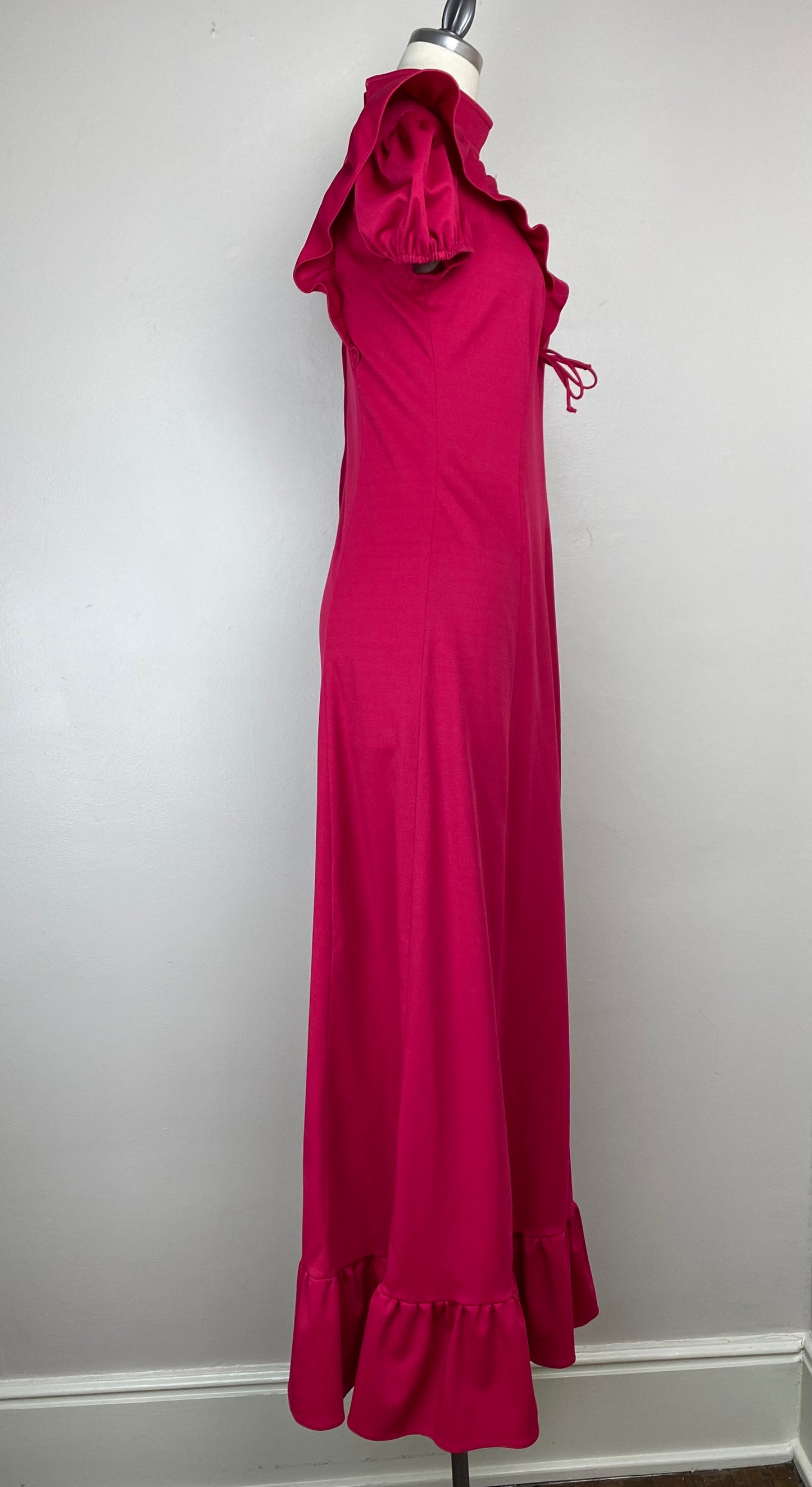 1970s Bright Pink Prairie Maxi Dress, Mikey Jrs. Size S/M