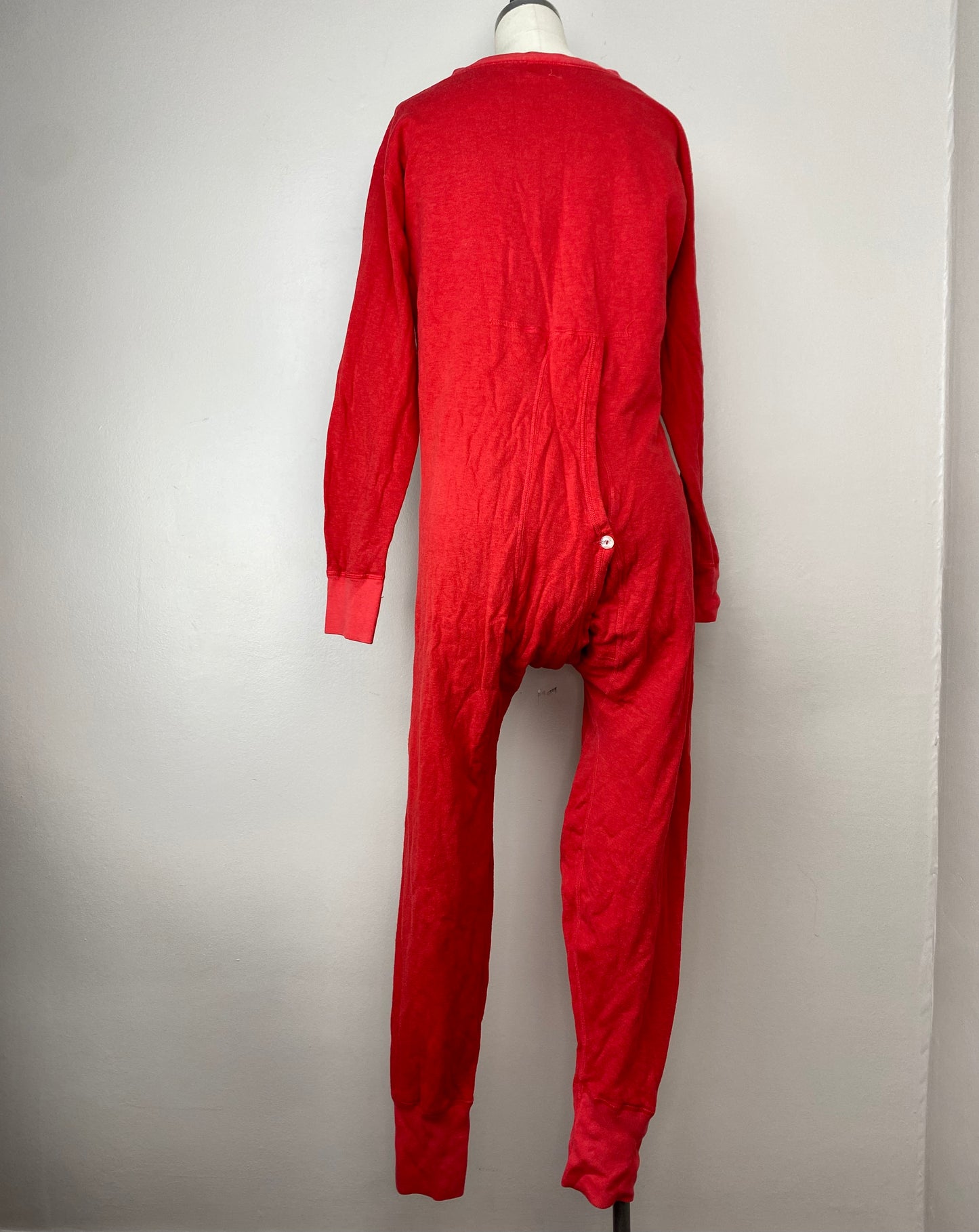 1970s Red Union Suit, Duofold Size Medium, Long Johns, Long Underwear