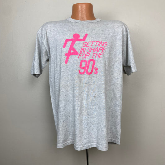 1990s Fitness T-Shirt, Getting in Shape for the 90s, Russell Athletic Size XL