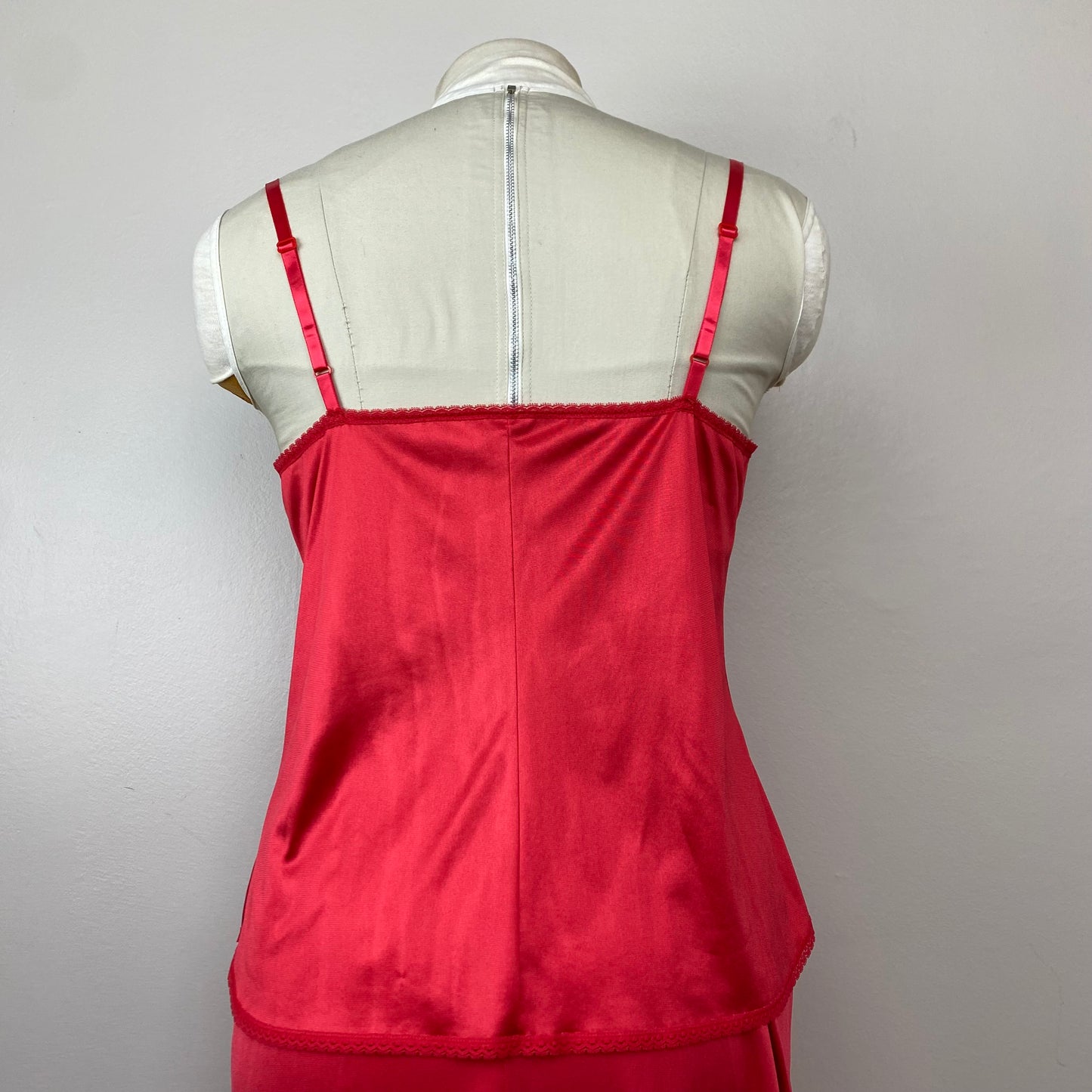 1970s Red Vanity Fair Camisole and Half Slip, Size Medium, Nylon