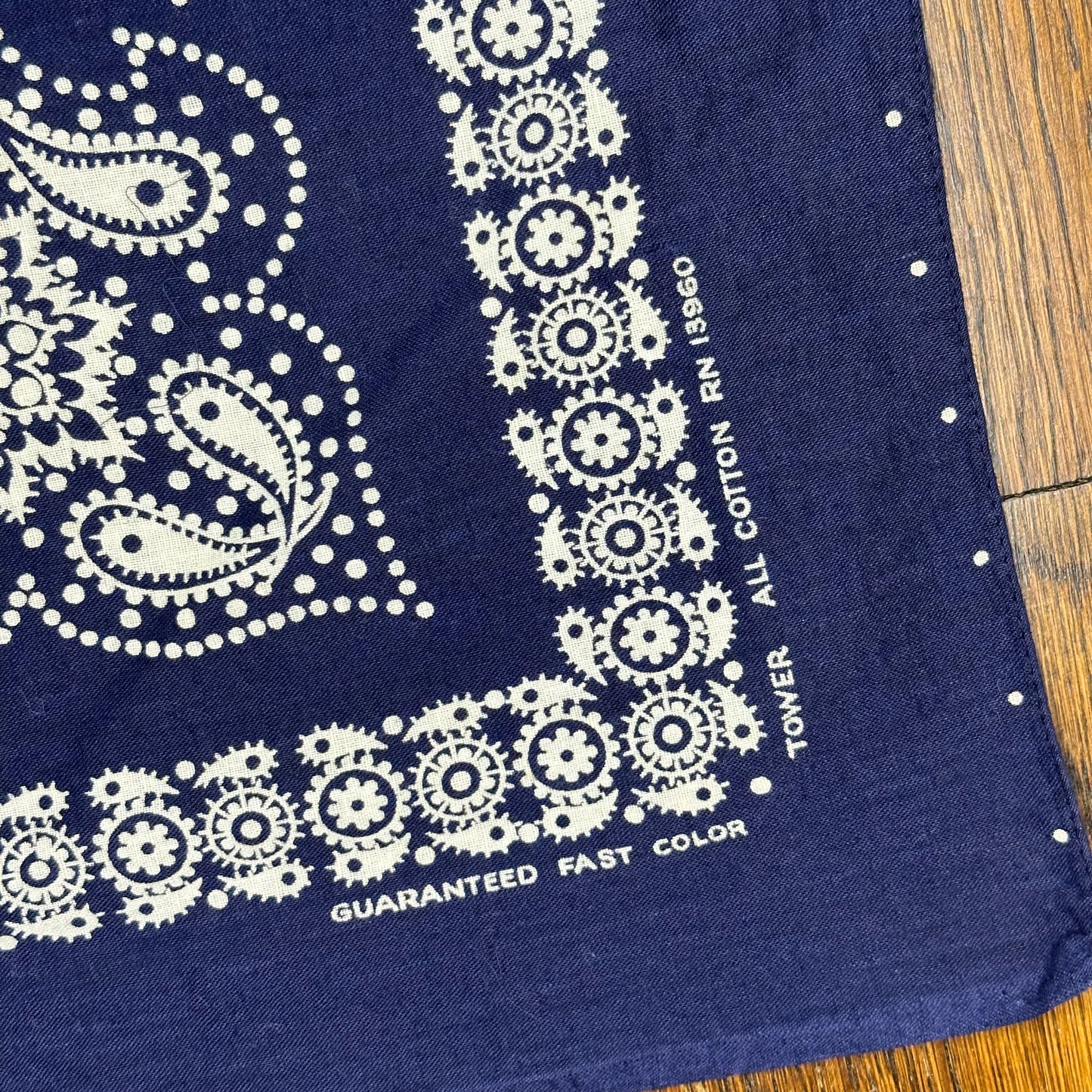 1950s/60s Indigo Blue Bandana, Tower, Paisley Floral and Dots, Selvage Edge