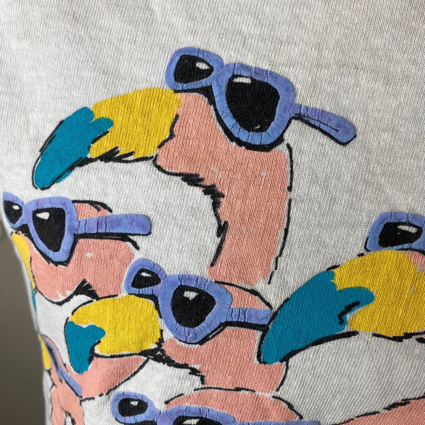 1990s Pink Flamingos in Sunglasses T-Shirt, Size S/M, Distressed