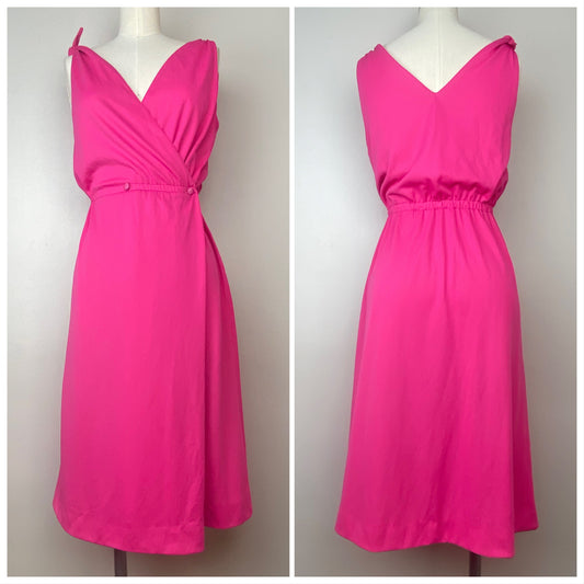 1970s/80s Hot Pink Wrap Dress, Rodier Paris Size XS/S