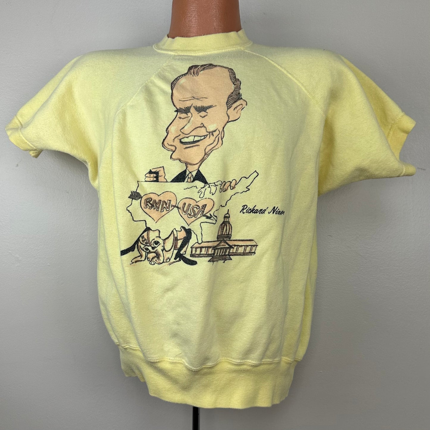 1960s US President Richard Nixon Short Sleeve Sweatshirt, Size L/XL