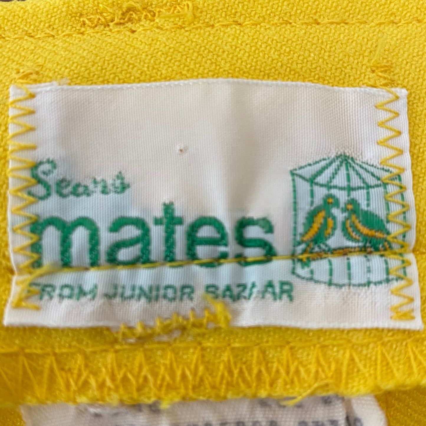 1970s Cropped Yellow Pants, Sears Mates, Size XS, 25.5"x16", plus Striped Ribbon Belt