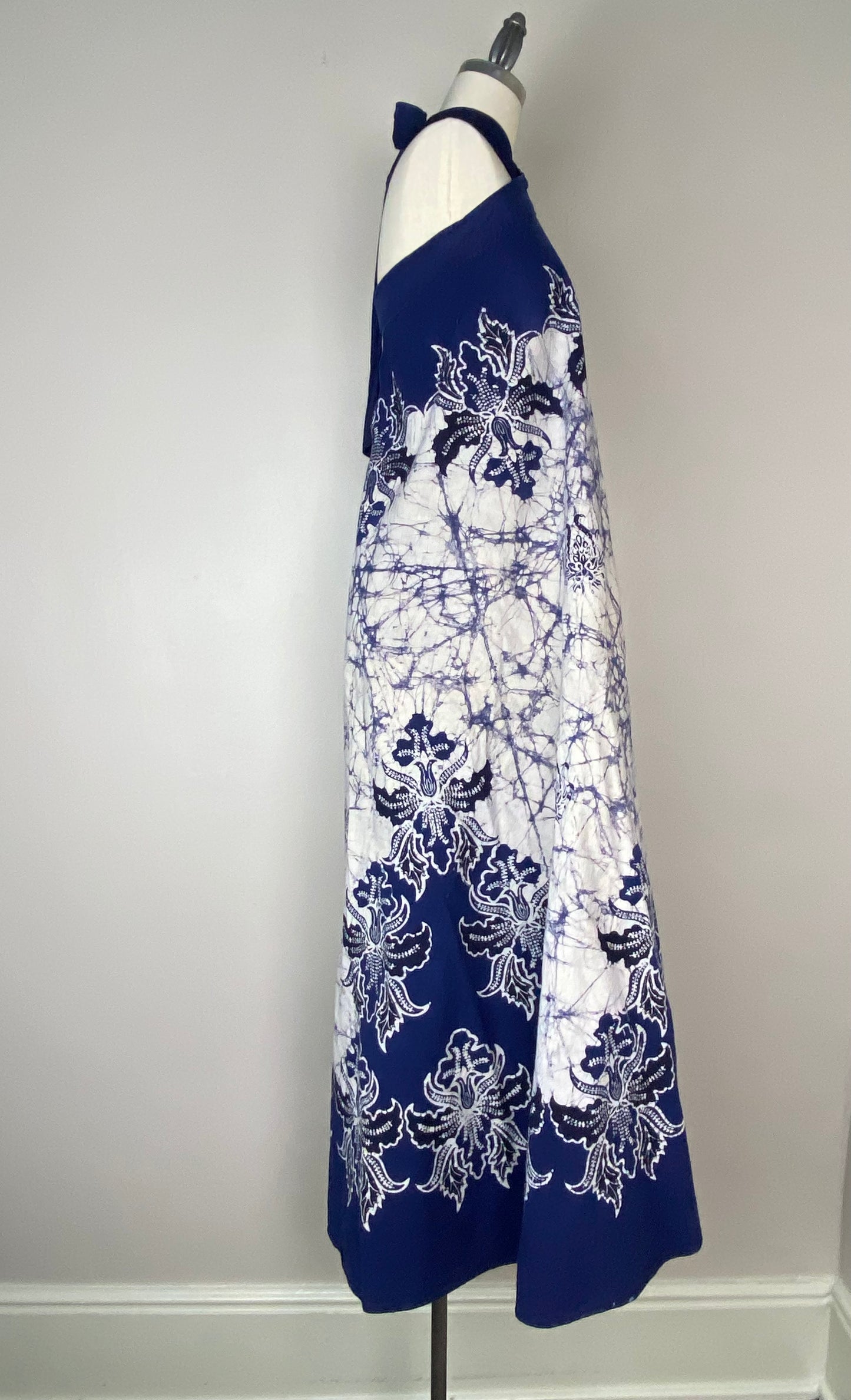 Vintage Indigo Batik Wrap Skirt/Dress, Open Sizing