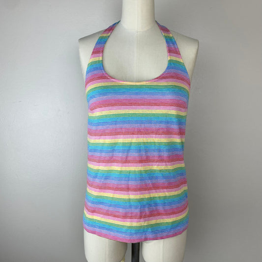 1970s Rainbow Stripe Halter Top, Natty California, Size S/M