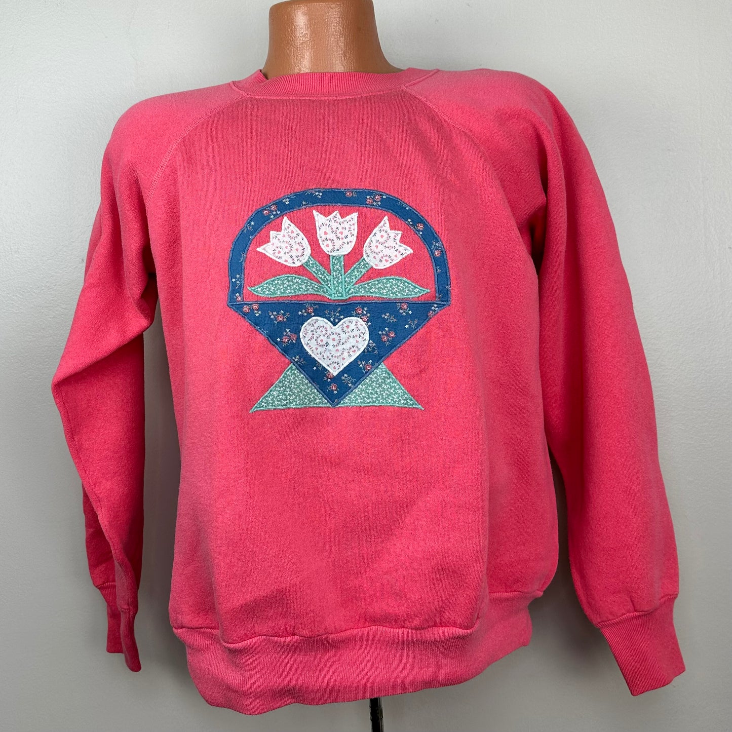 1980s Floral Appliqué Grandma Sweatshirt, Pannill Size Large