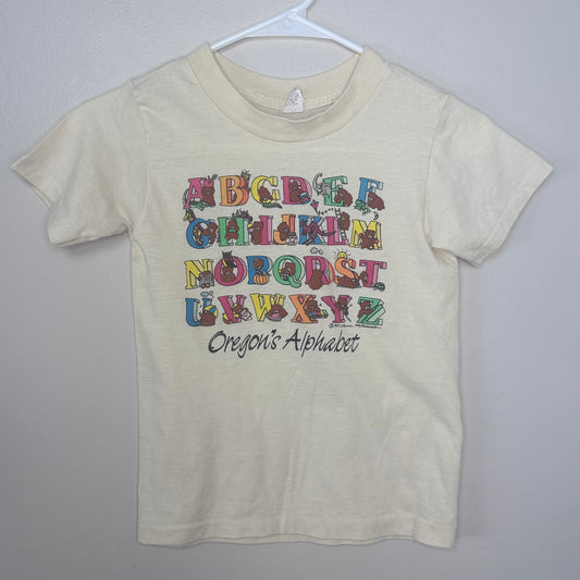 1980s Oregon’s Alphabet T-Shirt, Kids Size 8, Adult Size XS