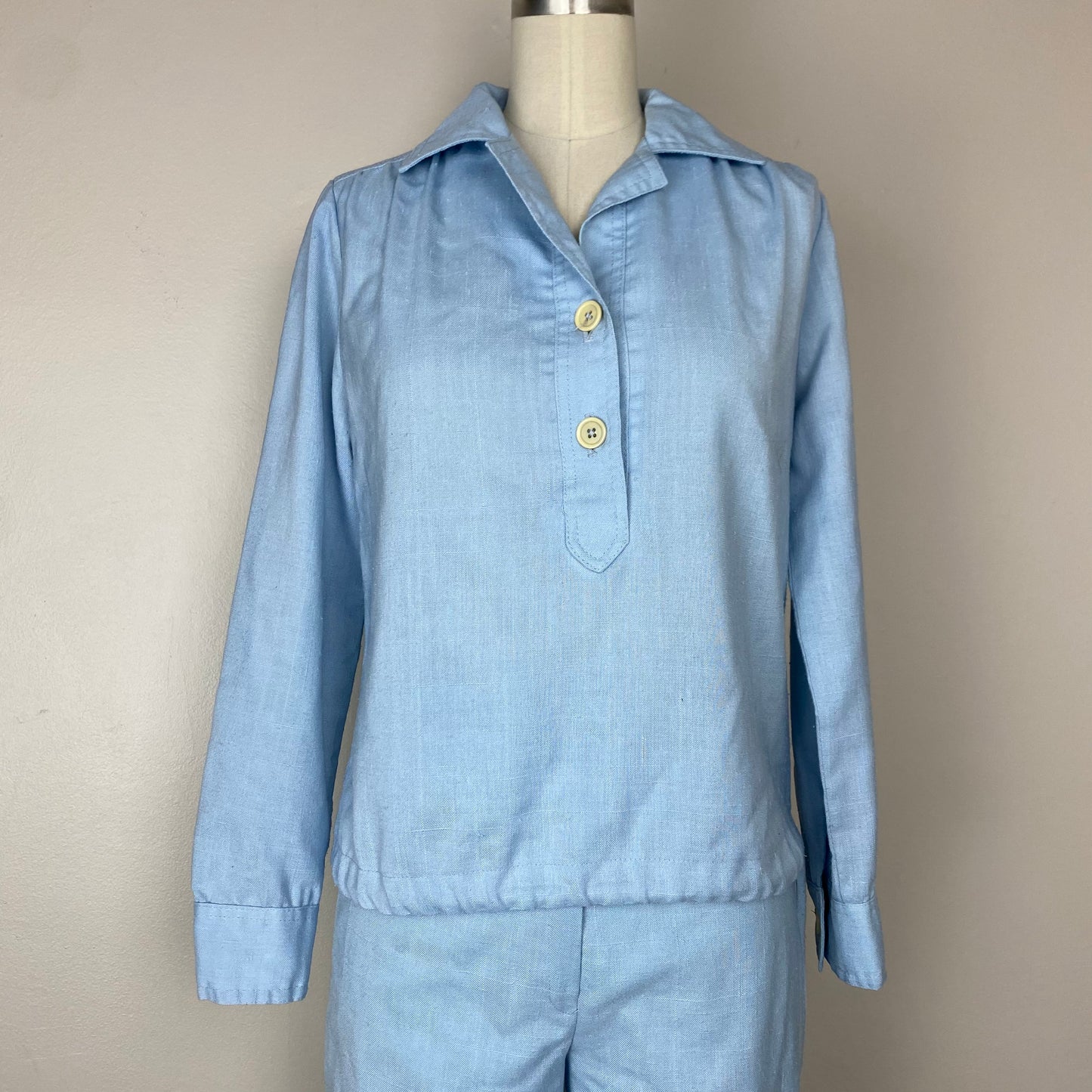 1970s JH Collectibles Shirt and Pants Set, Size XS, Pastel Blue, Nautical