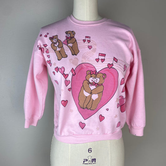 1980s Bear Love Sweatshirt, Lilliland Kids Size 7/Adult XS