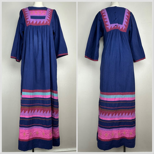 1970s Patchwork Maxi Dress, Size Medium, Made in India