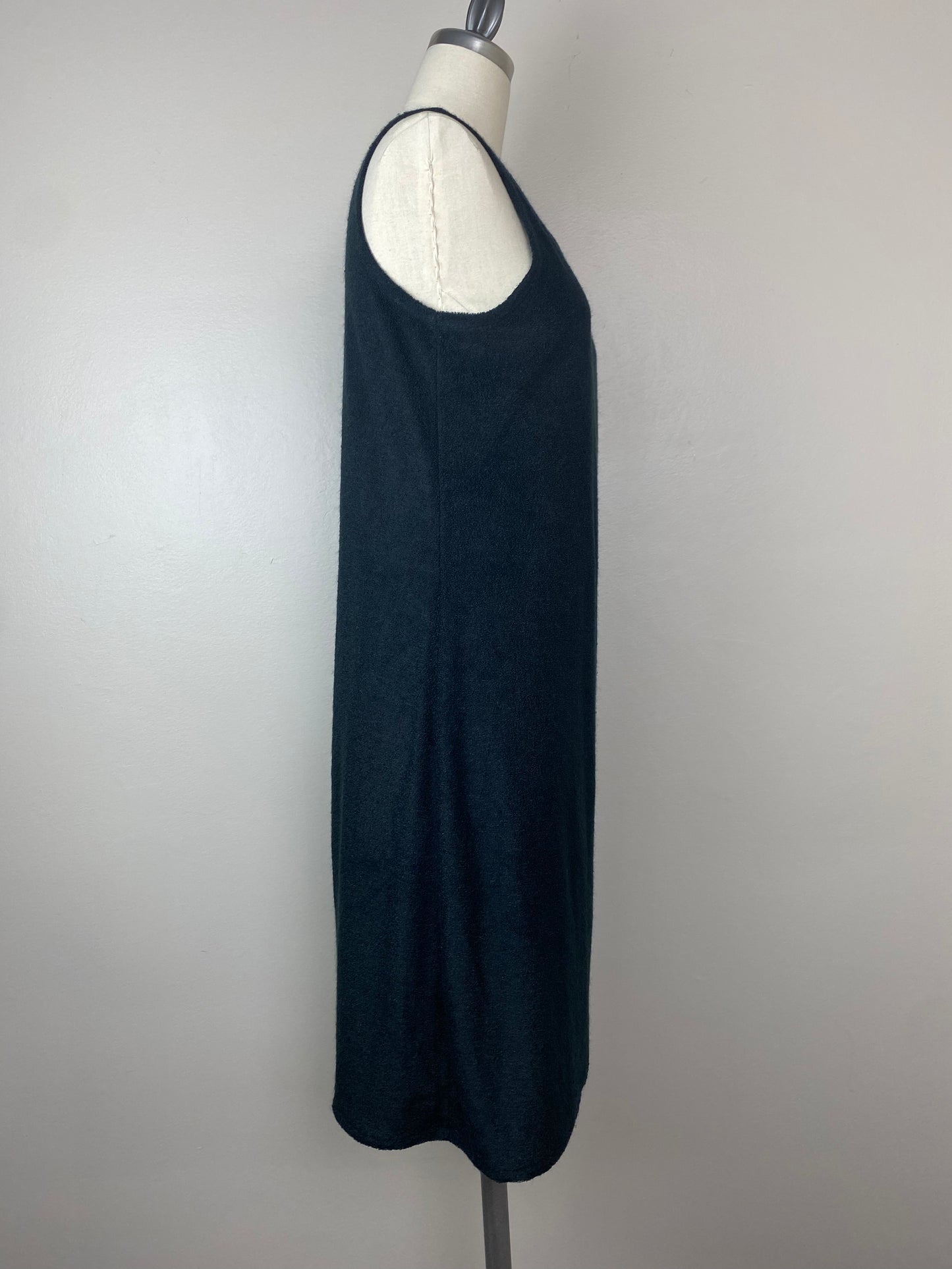 1970s Black Terry Cloth Dress, Catalina Size Small, Bathing Suit Swim Cover Up