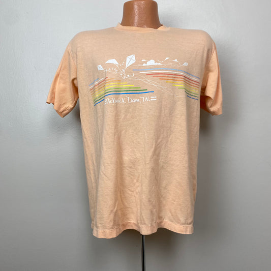 1980s Pickwick Dam T-Shirt, Velva Sheen Size Large, Peach