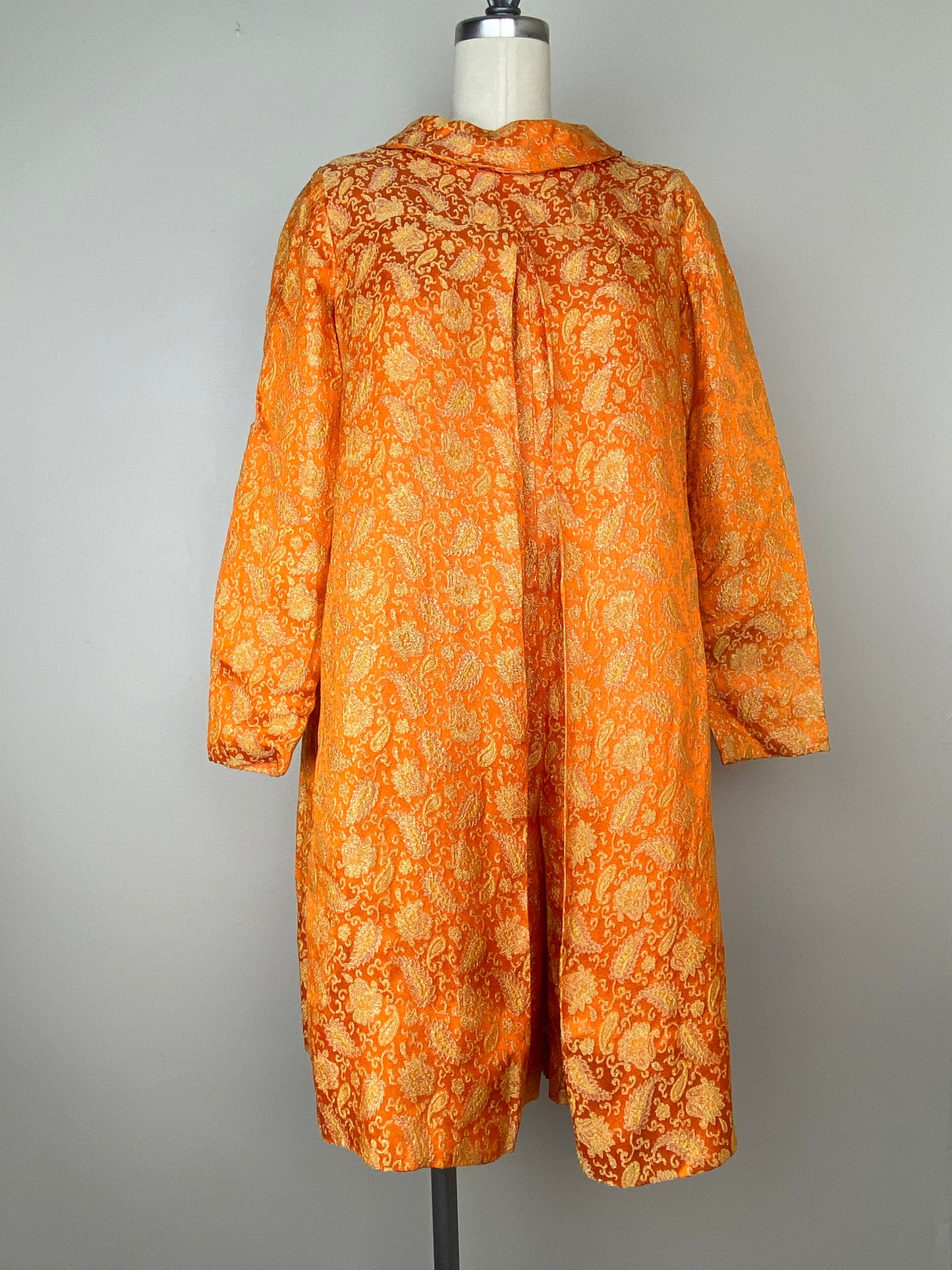 1960s Orange and Gold Lurex Brocade Romper, Size XS/S