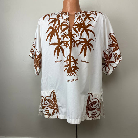 1980s Jamaica Souvenir Shirt, Sun Island Size L/XL, Weed of Wisdom, Marijuana Hippy Tunic