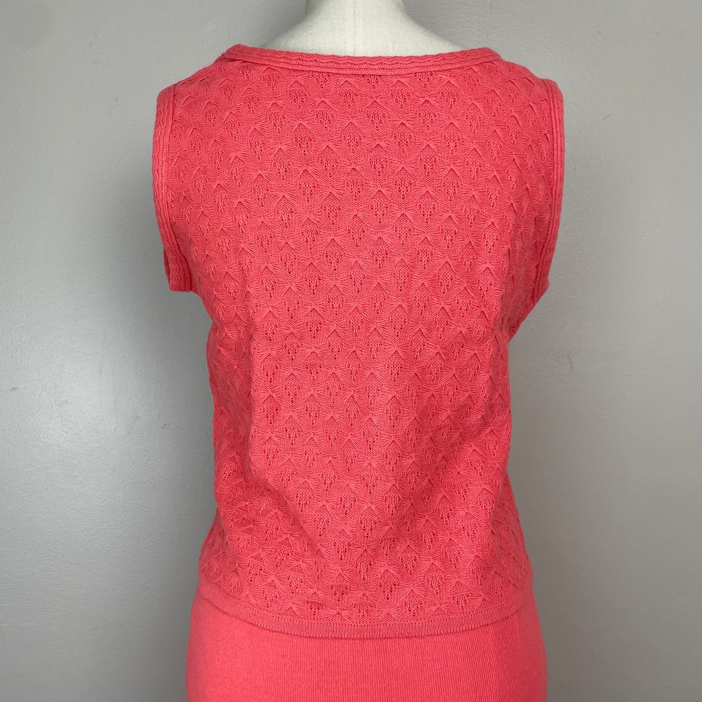 1960s Sweater Knit Set, Size XS/Small, Coral Pink Top and Skirt