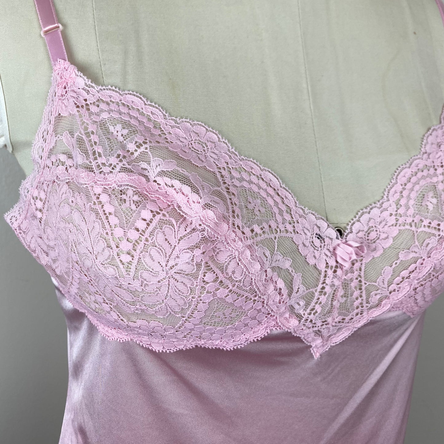 1970s Vanity Fair Pastel Pink Camisole and Half Slip, Size Medium, Nylon