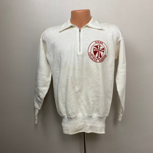 1950s Quarter Zip Sweatshirt, Siena College Memphis, Champion Running Man Size Medium