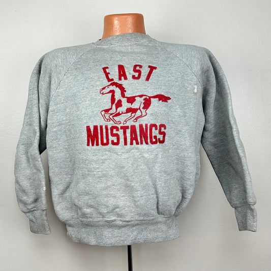 1950s East Mustangs Sweatshirt, Flocked, Size Large
