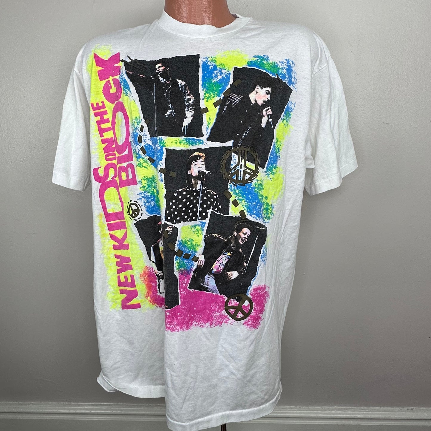 1980s/90s New Kids on the Block T-Shirt, Size Large, Handprints and Signatures