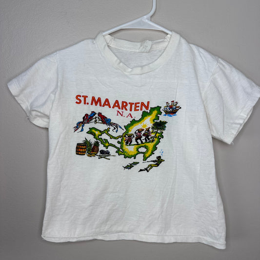 1960s St Maarten Souvenir T-Shirt, Kids Size 10, Adult Size XS