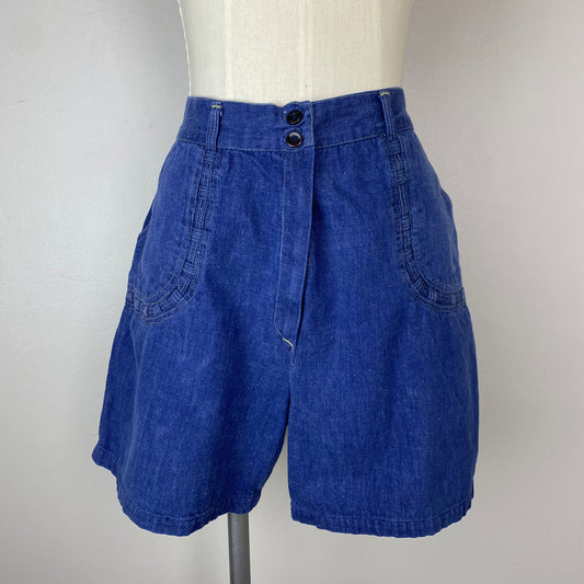 1970s High Waisted Denim Shorts, 28.5" Waist