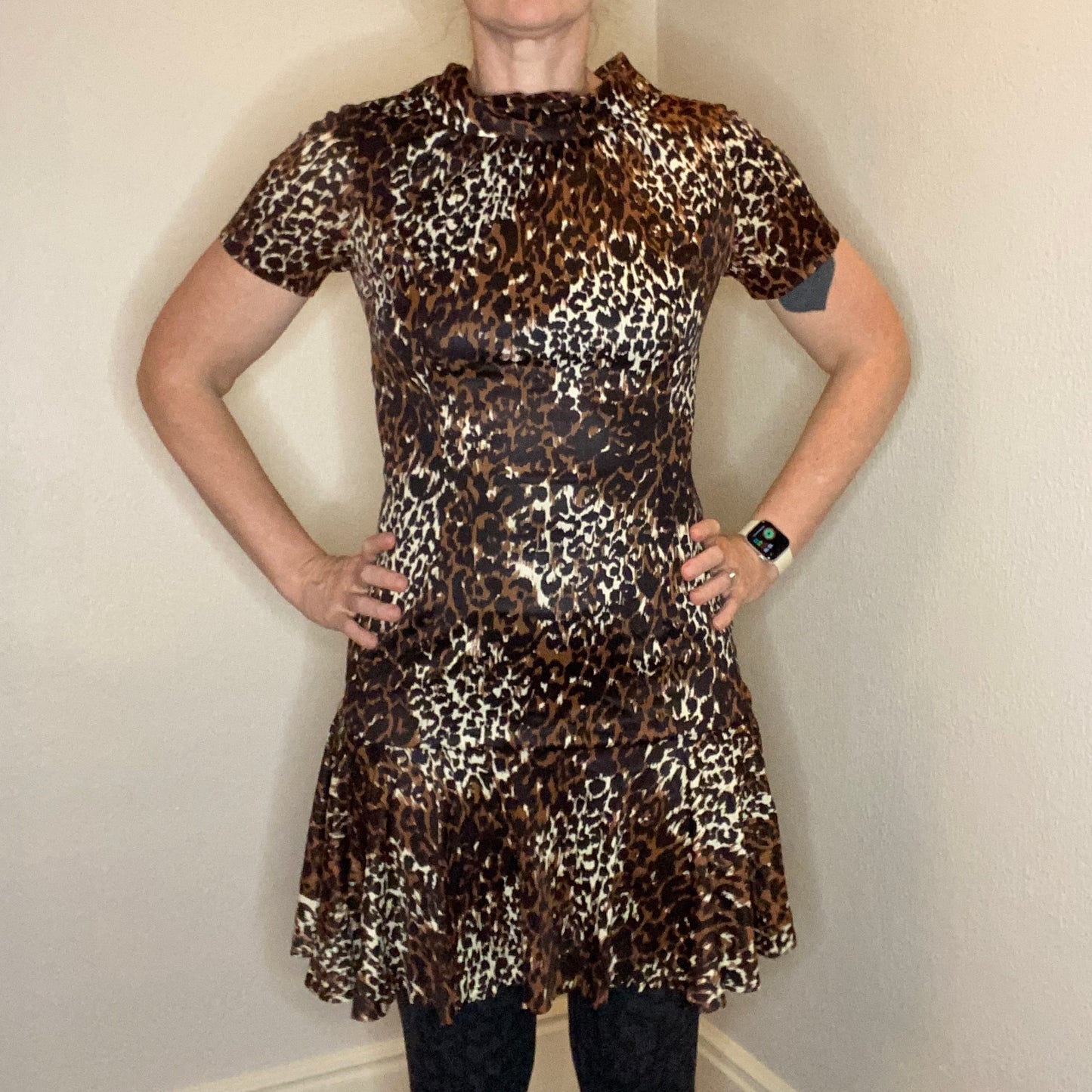 1960s Animal Print Drop Waist Mini Dress, Size Small