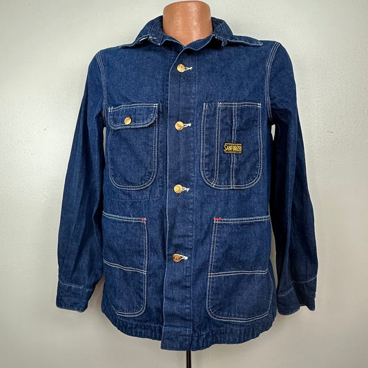 1950s/60s Denim Chore Coat, Size S/M, Sanforized Cotton Blue Jean Jacket