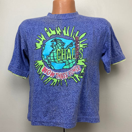 1990s Organized Chaos T-Shirt, Size S/M, Cropped